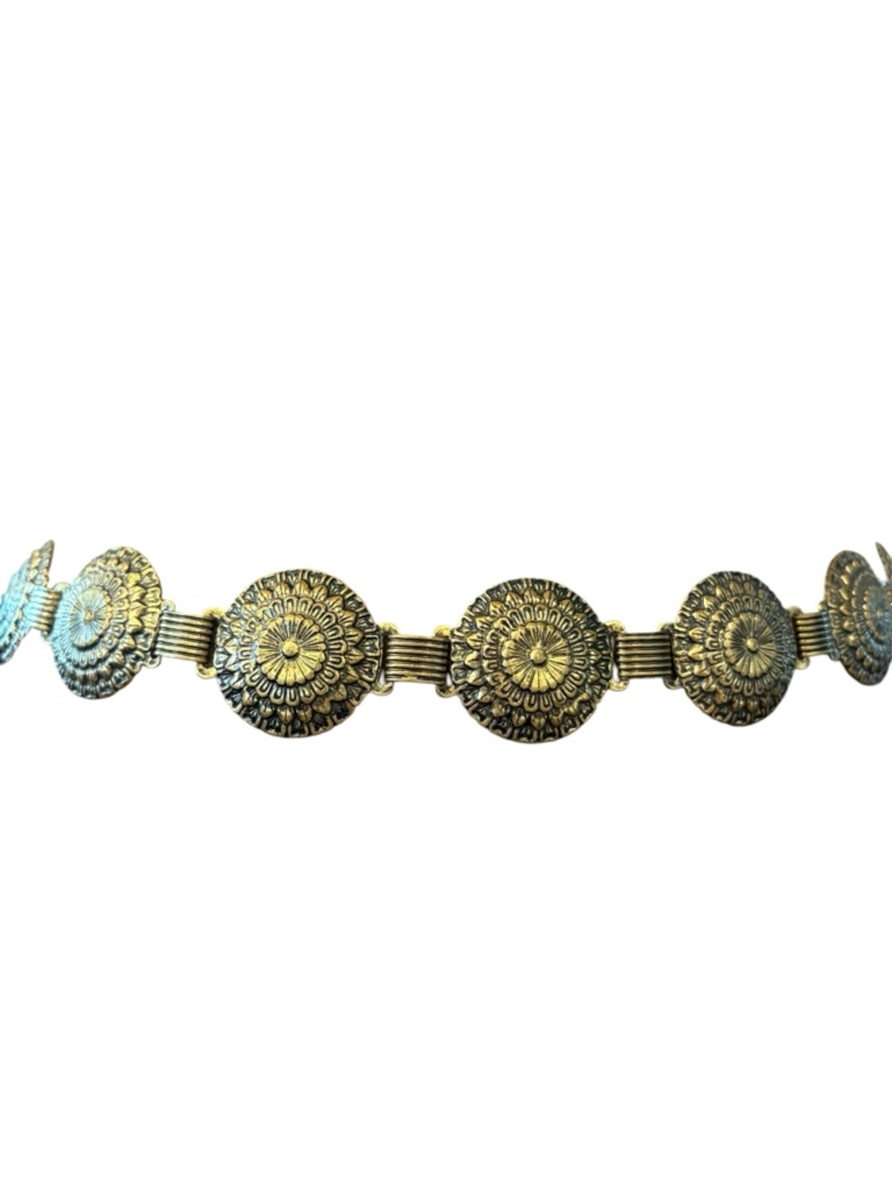 Medallion Antique Gold Tone Waist Belt 29” Boho Western Preppy Hip Belt - Picture 4 of 8